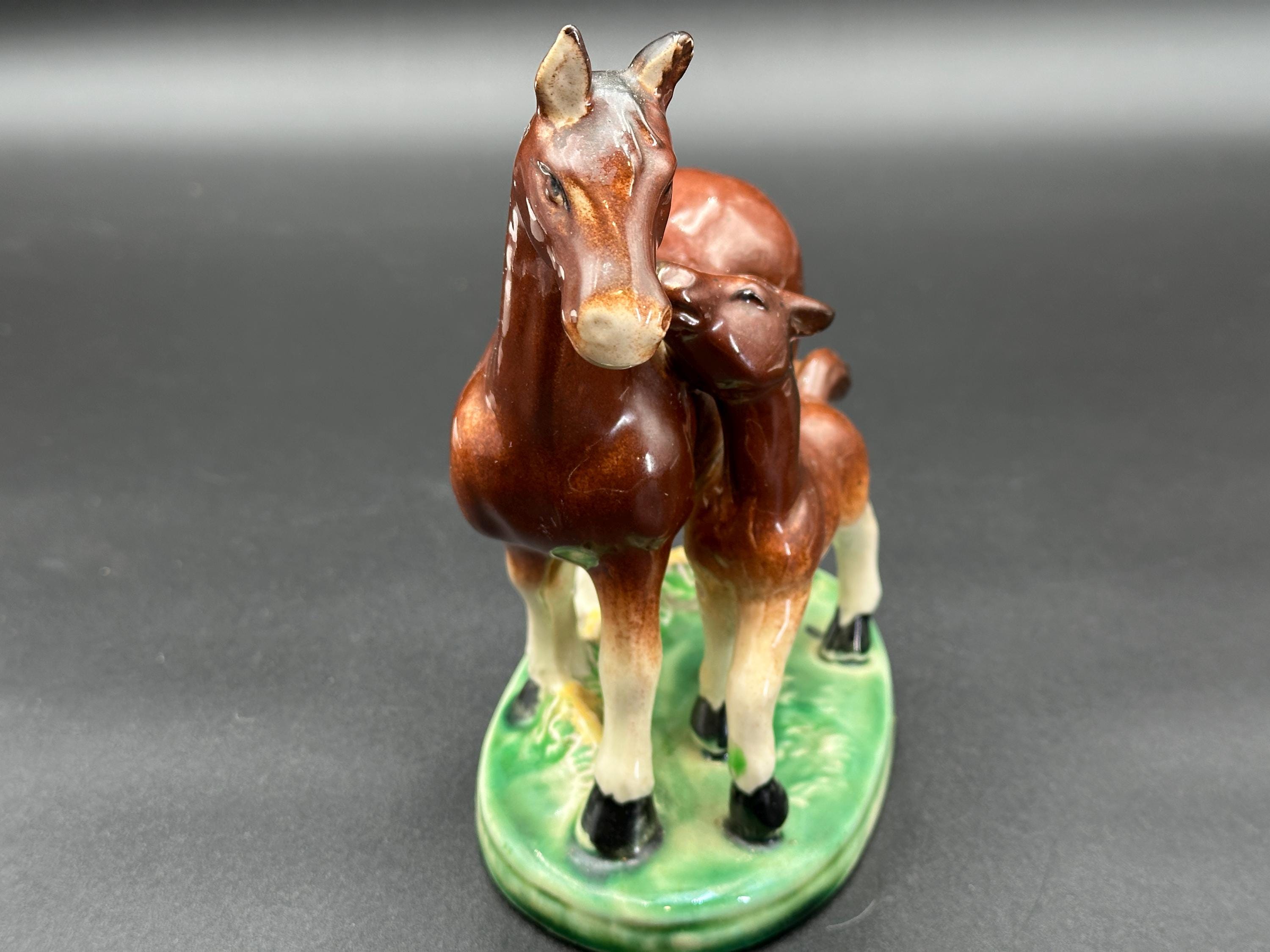 馬の親子（陶器） 高さ7インチのヴィンテージ陶器の母馬と子馬の置物 - Etsy 日本