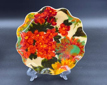 Vintage FAB Tray 10" Floral Pattern Scalloped Edge Hardy-Glenwood Canada