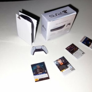 Dolls House Miniature 1/12th Scale PS5 Games Console jeux et coffret réplique image 1