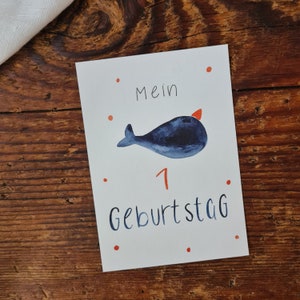 Mein erster Geburtstag Postkarte zum Geburtstag A6 Grußkarte Fisch