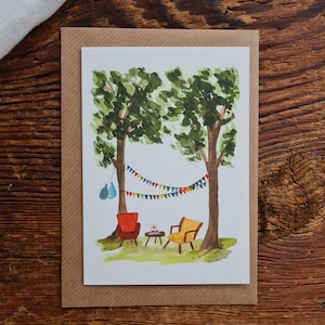 Joyeux anniversaire fauteuil A6 carte pliante carte de voeux d'anniversaire pour anniversaire fauteuil gâteau bougies banderoles