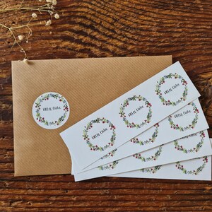 12 Aufkleber Set Wildblumen Kranz Alles Liebe Aufkleber zum verschenken Anhänger Grußkarte Freundschaft Glück