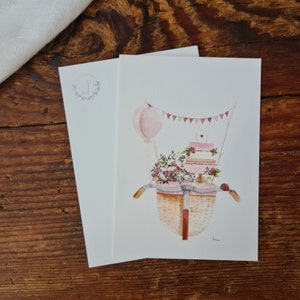 Grußkarte Hochzeit A6 Postkarte Hochzeit Fahrrad Hochzeitslenker Grußkarte Geschenk Torte Hochzeitstorte
