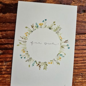 Sommerkranz für dich Postkarte A6 florales Aquarelle handgemalt Grußkarte Blumen flower Frühling Pusteblume