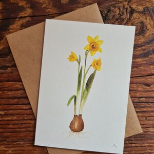 Narzisse Klappkarte A6 florale Aquarelle handgemalt Grußkarte Frühlingszwiebel Ostern Osterkarte Aquarell Klappkarten