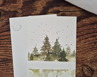 Fir trees green Christmas postcard A6 lettering Merry Christmas greeting card Christmas card gift
