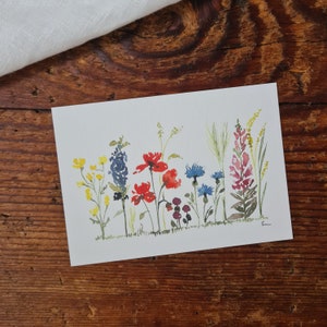 Wildblumen A6 Grußkarte floral Wildblumenkranz handgemalte Aquarelle