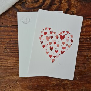 Postkarte Herzen A6 Postkarte Aquarellherzen im Herz Aquarellgemalte Postkarte