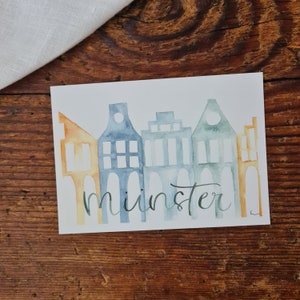 Münster Aquarelle Postkarte A6 Grußkarte Stadt Münster