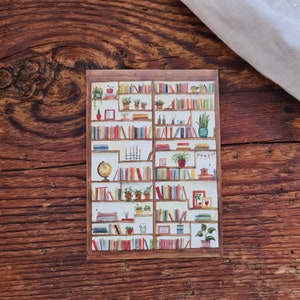 Regal Postkarte Gemütlichkeit A6 Bücherregal Karte Bücherwurm Reisen Lesen Gutschein Buch