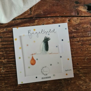 Bügelbild Storch Idee zur Geburt Gruß Glückwunsch Aufkleber Geschenk