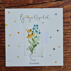 Bügelbild blaue Blumen Idee Geschenk Wildblumen Gruß Glückwunsch Aufkleber Geschenk T-Shirt