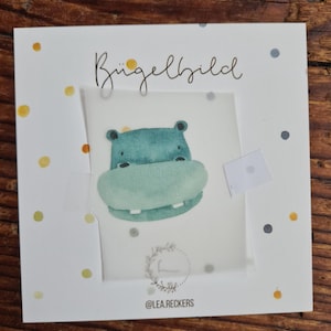 Bügelbild Nilpferd GeburtstagIdee zur Geburt Gruß Glückwunsch Aufkleber Geschenk