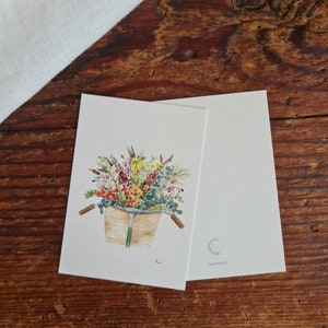Mini Postkarte Blumenkorb A7 Grußkarte Blumenstrauß Anhänger zum verschenken Karte für Freunde