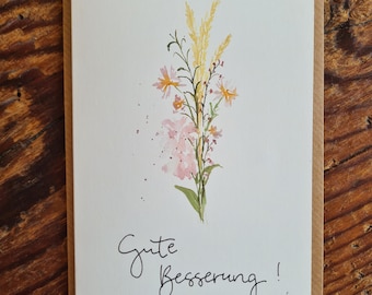 Biglietto pieghevole di pronta guarigione A6 Auguri di pronta guarigione Auguri di guarigione Biglietto di auguri Fiori