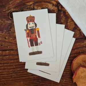 Carte de Noël Casse-Noisette Canne en Bonbon Carte A6 pour Carte de Noël pour l'Avent Carte de Noël peinte à l'aquarelle