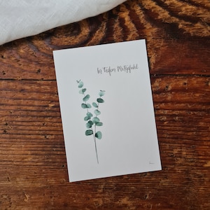 Trauerkarte Eukalyptus A6 Postkarte Aquarell Kondolenzkarte Beileidkarte Eukalyptus Anteilnahme
