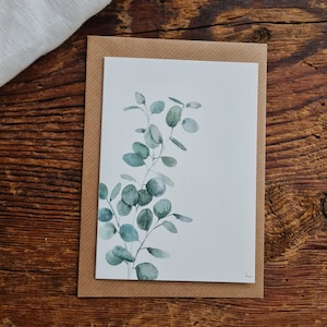 Klappkarte A6 Postkarte Hochzeit Einladung Eukalyptus Klappkarte Grußkarte Florale Grußkarte