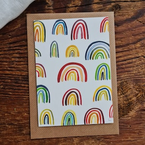 Biglietto pieghevole arcobaleno A6 per nascita, biglietto pieghevole compleanno arcobaleno colorato