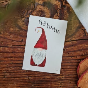 Mini Postkarte Weihnachtswichtel Ho Ho Ho Advent Weihnachten Grußkarte A7 Weihnachtskarte