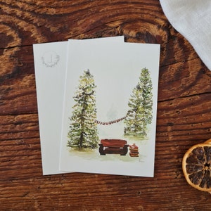 Adventskalender Sofa A6 Postkarte zu Weihnachten Karte zum Advent Aquarellgemalte Weihnachtskarte