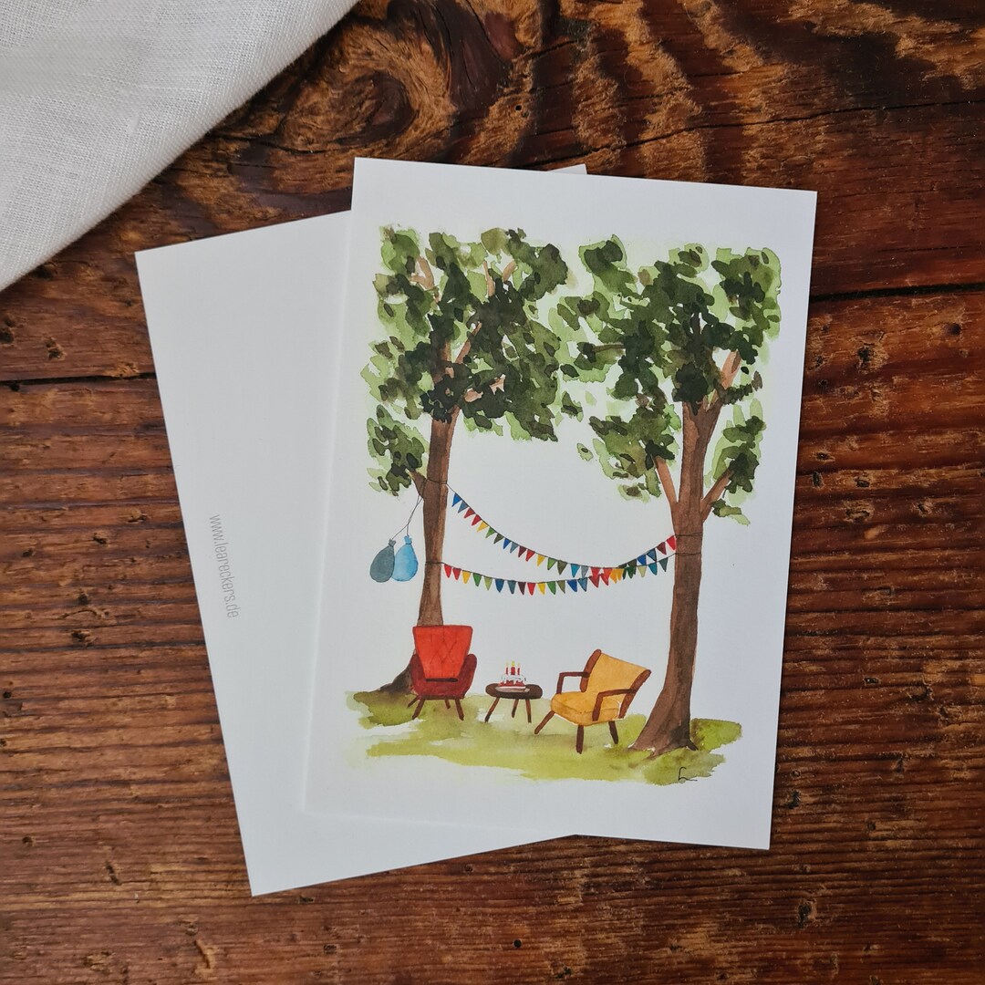 Happy Birthday Sessel A6 Postkarte Geburtstag Grußkarte zum Geburtstag