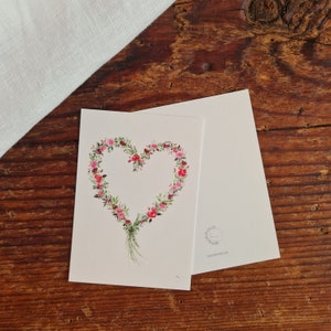 Mini Postkarte Rosenherz A7 Grußkarte Blumenstrauß Anhänger zum verschenken Karte für Freunde