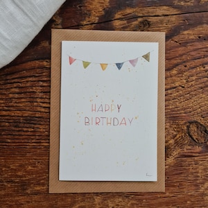 Happy Birthday Aquarell dots Girlande Klappkarte A6 Karte für dich Geburtstag Grußkarte bunt
