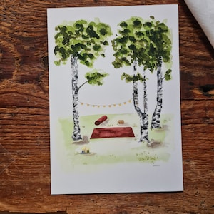Yogi Tree Karte Yogamatte unter Birken Ruhe Entspannung Yoga Pilates Meditation Kraft