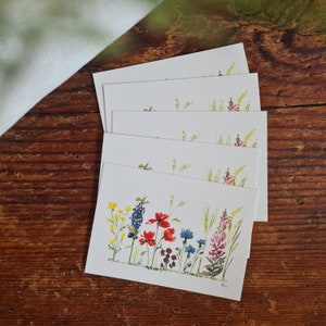 5er Set heimische Wildblumen Mini Postkarten 5 er Set A7 Minis zum verschenken Anhänger Grußkarte Freundschaft
