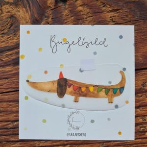 Bügelbild Dackel GeburtstagIdee zur Geburt Gruß Glückwunsch Aufkleber Geschenk