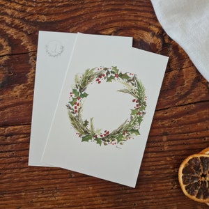 Weihnachtskarte Weihnachtskranz A6 Postkarte Grußkarte Advent Weihnachten Weihnachtsgruß Aquarellgemalte Karte