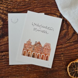 Lebkuchen Giebelhäuser Weihnachten Grußkarte Christmas Prinzipalmarkt Münster Weihnachten