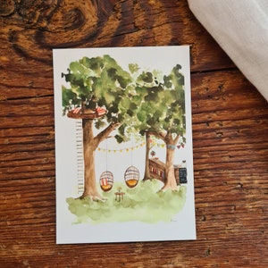 Waldcafe A6 Postkarte Aquarell Coffee lover