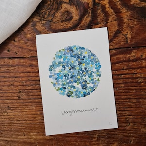 Vergissmeinnicht Trauerkarte Postkarte Beileidkarte A6 in stiller Trauer individuelle Karte zur Anteilnahme Vergissmeinnicht Blume