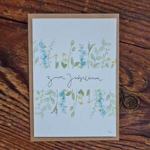 Carte pliante anniversaire floral A6 aquarelle peinte carte pliante félicitations à la retraite
