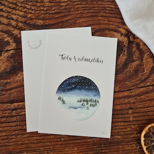 Frohe Weihnachten Karte A6 Advent Weihnachten Grußkarte Schneelandschaft in einer Kugel