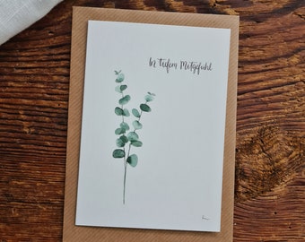 Eucalyptus greeting card, sympathy card, condolence card, watercolor-painted sympathy card