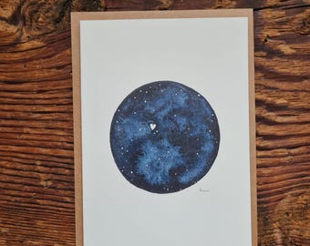 Star Child Postcard Fold-out Card Night Sky Heart Watercolor Mourning A6 Watercolor Painted Card Personalized