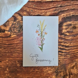 Gute Besserung Postkarte A6 Genesung Aquarellgemalte Genesungskarte Gute Besserung