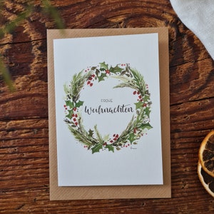 Kranz Frohe Weihnachten Klappkarte A6 Advent Weihnachten Grußkarte Weihnachtskranz frohe Weihnachten
