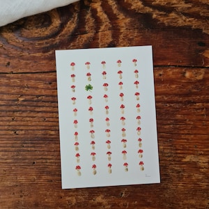 Glückspilze Postkarte A6 Kleeblatt Pilze Glück Fliegenpilze Grußkarte Glück