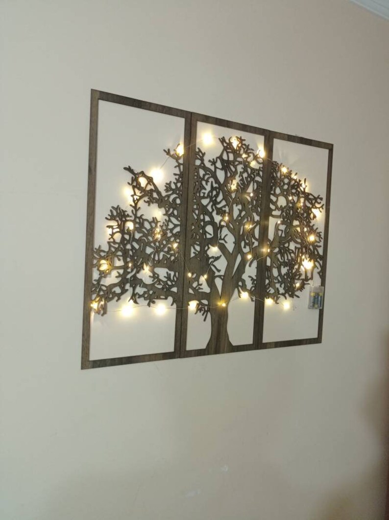 Illuminated Wooden Tree of Life Wall Artwood Cutout Artfairy Etsy