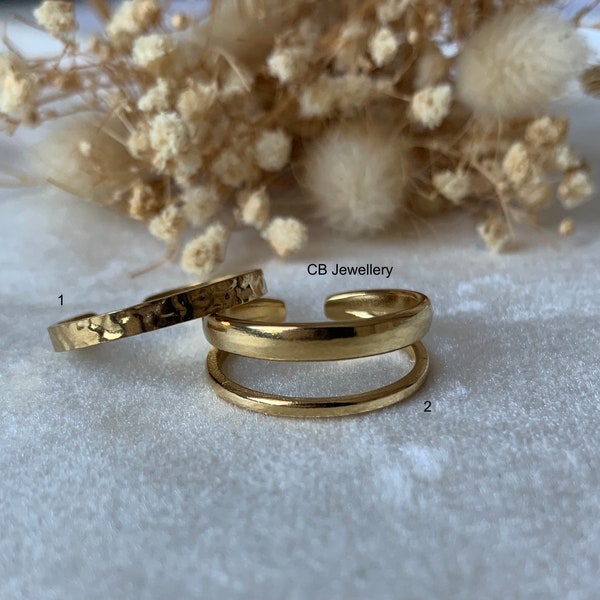 Ring, rings, double ring, ring gold, 14k gold plated, stainless steel, waterproof, CBJewelleryDE