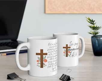 Christian Scripture Ceramic Mug, Bible Verse Coffee Cup, Religious Gift, Inspirational Quote Tea Mug