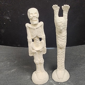 Unpainted Ceramic Bisque, Mummy and Skeleton Stick Figures