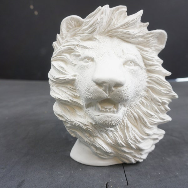 Unpainted Ceramic Bisque, Lion Bust