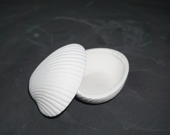 Unpainted Ceramic Bisque, Shell Container 2