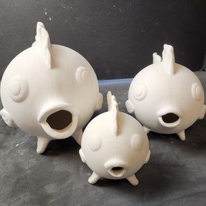 Unpainted Ceramic Bisque, Set of 3 Round Goldfish