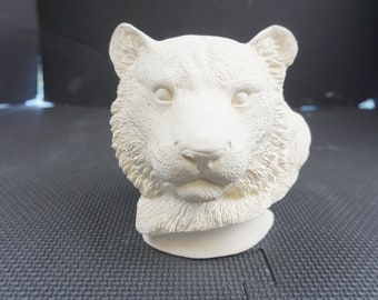 Bisque de cerámica sin pintar, busto de tigre